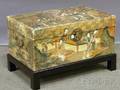 Chinese Export Polychrome Paintdecorated Pigskin Trunk on Later Stand
