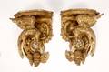 Pair of Continental Carved  Gilt Bird Brackets