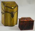 Paintdecorated Slantlid Knife Box and a Gothicstyle Faux Tortoiseshell Tea Caddy