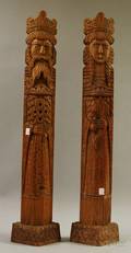 Pair of Provincial Carved Hardwood Figures of a King and Queen