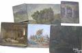 Six unframed oil on canvas landscapes
