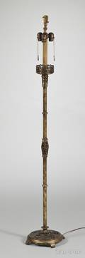 Oscar BachThe Segar Studios Art Deco Cast Bronze and Metal Floor Lamp