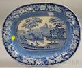 English Blue and White Transferdecorated Staffordshire Serving Bowl
