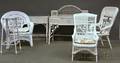 Six Pieces of Assorted Whitepainted Woven Wicker Furniture