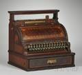 National Cash Register Co Inlaid Carved Mahogany Cash Register