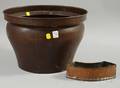 Arts  Crafts Hammered Copper Jardiniere and a Small Crescentshaped Holder