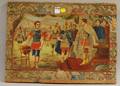 Polychrome Painted Carved Wood Panel Depicting a Scene with Roman Soldiers