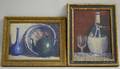 American School 20th Century Lot of Two Still Lifes Chianti Wine in a Fiasco with Glass