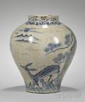 Chinese Blue and White Scenicdecorated Porcelain Jar