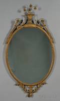 Neoclassicalstyle Oval Giltgesso and Wood Mirror