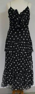 Chanel BlackandWhite Polka Dot Silk Slip Dress
