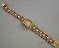 Ladys 14kt Gold and Pearl Tourneau Wristwatch