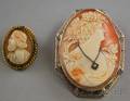 Two Shellcarved Cameo Brooches