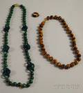Two Malachite and TigersEye Beaded Necklaces