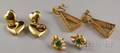 Three Pairs of 14kt Gold Earrings