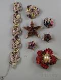 Group of Boucher Paste and Rhinestone Costume Jewelry