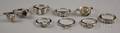 Seven White Gold and Diamond Rings and a 14kt White Gold Diamond and Sapphire Ring Guard Set