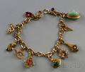 14kt Gold Gemset Charm Bracelet