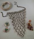 Small Group of Mostly Signed Paste and Rhinestone Costume Jewelry