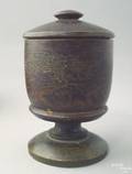 Painted treen saffron cup and cover early 19th c