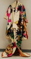 Modern Japanese Embroidered Floraldecorated Robe