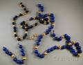 Two 14kt Gold and Lapis Bead Necklaces