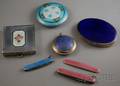 Six Silver and Enamel Desk and Accessory Items
