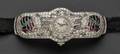Art Deco Platinum Gemset Figural Wristwatch attributed to Eszeha