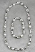 18kt White Gold Cultured Pearl and Diamond Convertible Suite Bulgari