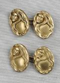 Art Nouveau 14kt Gold Cuff Links Carrington  Co