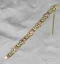 Art Nouveau 14kt Gold Peridot and Gemset Bracelet