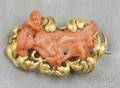 Antique 18kt Gold and Coral Figural Brooch