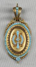 Antique 18kt Gold and Turquoise Pendant