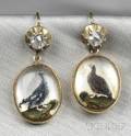 Antique Reversepainted Crystal Earpendants