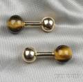 14kt Gold and Tigerseye Barbell Cuff Links Tiffany  Co