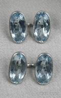 Platinum and Aquamarine Cuff Links