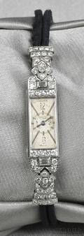 Art Deco Platinum and Diamond Wristwatch Jaeger