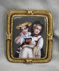 Antique Gold and Swiss Enamel Brooch
