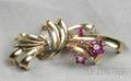 Retro 14kt Gold Ruby and Diamond Brooch