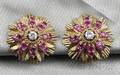 14kt Gold Ruby and Diamond Earclips