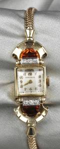 Retro 14kt Gold and Citrine Wristwatch Longines
