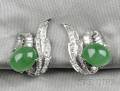 14kt White Gold Jadeite and Diamond Earclips