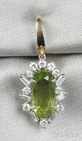 18kt White Gold Peridot and Diamond Pendant