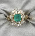 18kt Gold Emerald and Diamond Ring