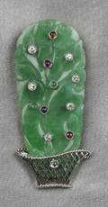 Jadeite Gemset Clip Brooch