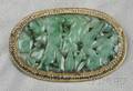 14kt Gold Jadeite and Seed Pearl Brooch