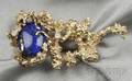 14kt Gold Lapis and Diamond Brooch