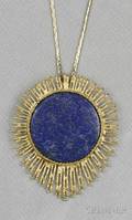 18kt Gold and Lapis PendantBrooch Grosse