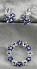 Platinum Sapphire and Diamond PendantBrooch and Earclips