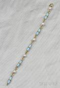 18kt Gold Enamel and Cultured Pearl Bracelet